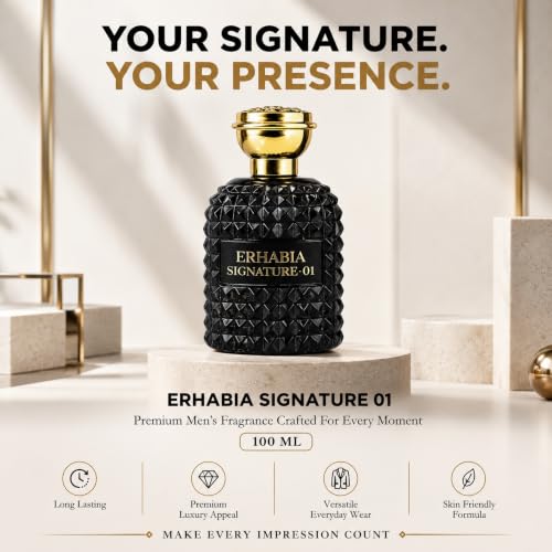 Image of ERHABIA Signature 01 Men's Perfume | Long Lasting Premium Fragrance Spray | Luxury Strong Scent for Office, Party & Gift | 100 ml