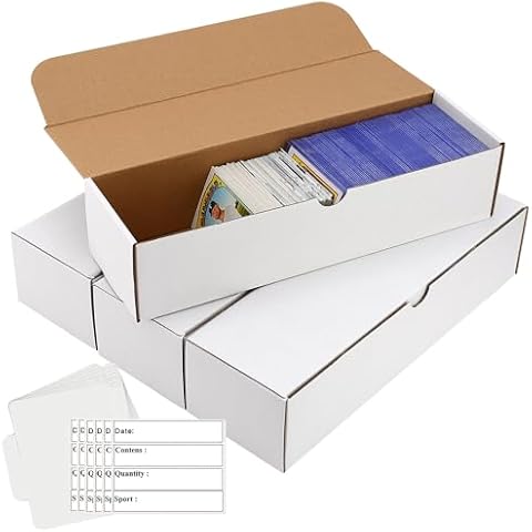 Card box 4 Pack-3200 Count,Trading card storage box with 10 Dividers&6 Labels,Card Organizer Corrugated Cardboard Storage,Card game storage for Baseball Cards,TCG/Magic/Mtg storage and Collection Cover
