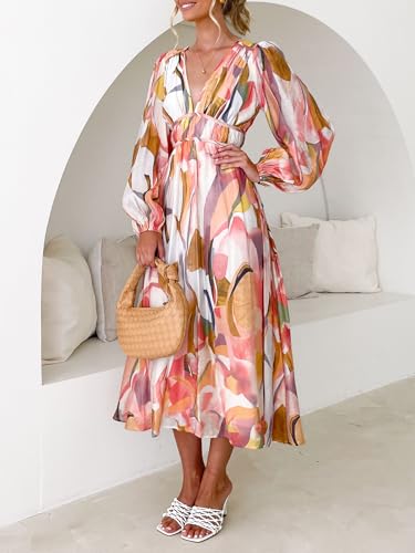 Image of Sissyaki Womens Long Sleeve Summer Maxi Dress 2026 Floral Dress Spring Wedding Guest Dress