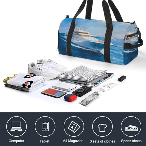 Ocean Cruise Ship Funny Gym Bag Travel Tote Bag Duffel Bag with Shoe Compartment for Weekender Sports Vacation4