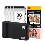 KODAK Mini 2 Era 4PASS Stampante Fotografica Portatile (5.3x8.6cm) (Stampante Fotografica Portatile + 8 Fogli inclusi + Pacchetto con 30 Fogli, Nero)