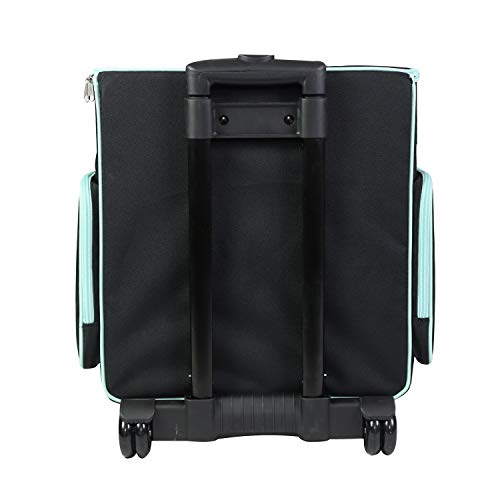 Everything Mary Rolling Craft Bag, Black & Teal - Papercraft Tote With Wheels For Scrapbook & Art Storage - Organizer Case For Iris Boxes, Supplies, And Accessories #TOP5