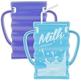 2 Pack Squeeze Proof Holder for Food Pouches and and Drink Boxes, No Squeeze Baby Food Pouches and Juice Bricks with Handle Allows Baby to Self-Feed and Avoid Messes for Foods Bag Beverage Yogurt