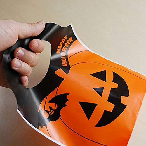 Outgeek 50 peças Bolsa de Halloween Portátil Plástico Bonita Abóbora Doce Bolsa de Compras