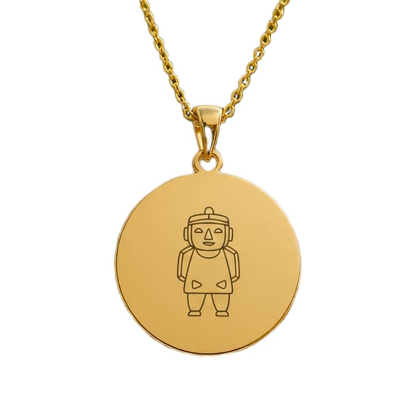 Collier Dogu japonais pendentif argent 925 plaqué or homme femme 45cm