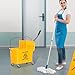 5 Gallon Yellow Industrial Plastic Mop Bucket with Side Press Wringer and Wheels NZ82761