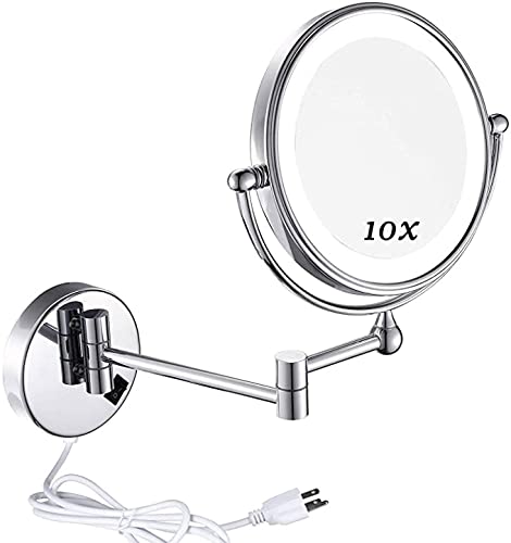 Miroir 360 rotation de forme ronde couleur chrome idéal rasage et soins faciaux