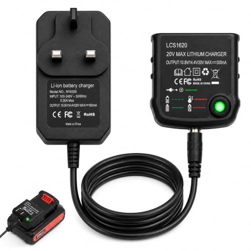 18V Drill Charger for Black & Decker, Replacement LCS1620 Lithium Ion Battery Charger Compatible with 10.8V to 20V Batteries