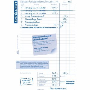 AVERY Zweckform 10 x Formularbuch Kassenbericht A5 2x40 Blatt mit Ausfüllhilfe