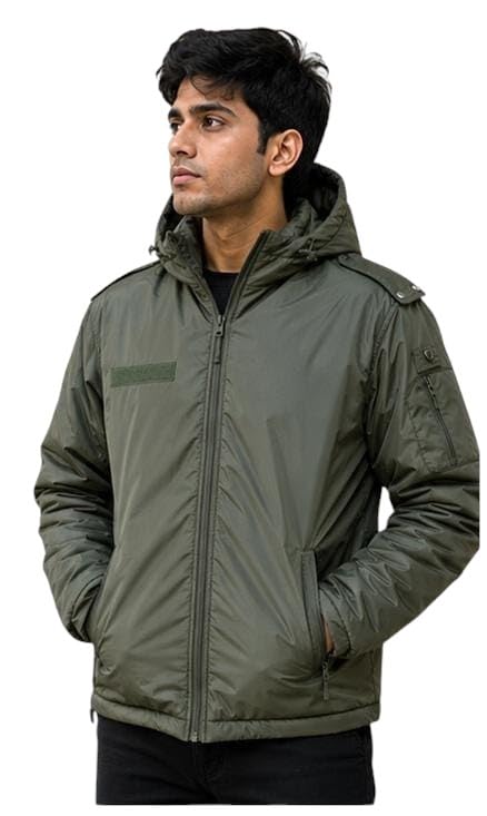 Men's Olive Green Hooded Windcheater Jacket | Full Zip | Lightweight | Water-Resistant | Winter Casual Wear-picture-29
