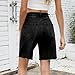 AKTCVVJ Jean Shorts for Women Elastic Waist Bermuda Shorts Trendy Workout Short Jeans Summer Vacation Short Pants Black