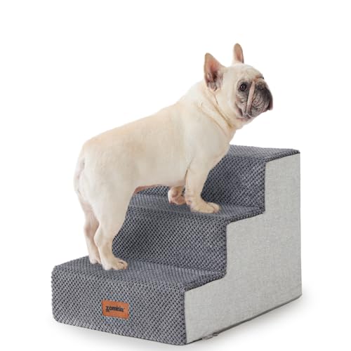 ZOMISIA Dog Steps for Couch - Pet Stairs for Small Dogs and Cats, Dog Steps with Non-Slip Bottom Grey 3 Steps, Grey by ZOMISIA - Used condition - US$22.99