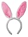 White & Pink Furry Bunny Ears Headband
