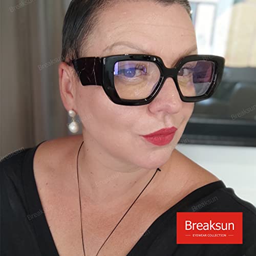Image of Breaksun Thick Frame Blue Light Glasses for Women Men Fashion Oversized Square Computer Gaming Eyeglasses