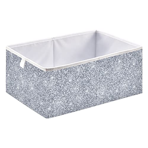 Emelivor Silver Glitter Cube Storage Bin Foldable Storage Cubes Waterproof Toy Basket for Cube Organizer Bins for Kids Toys Nursery Closet Shelf Book Office Home - 15.75x10.63x6.96 IN