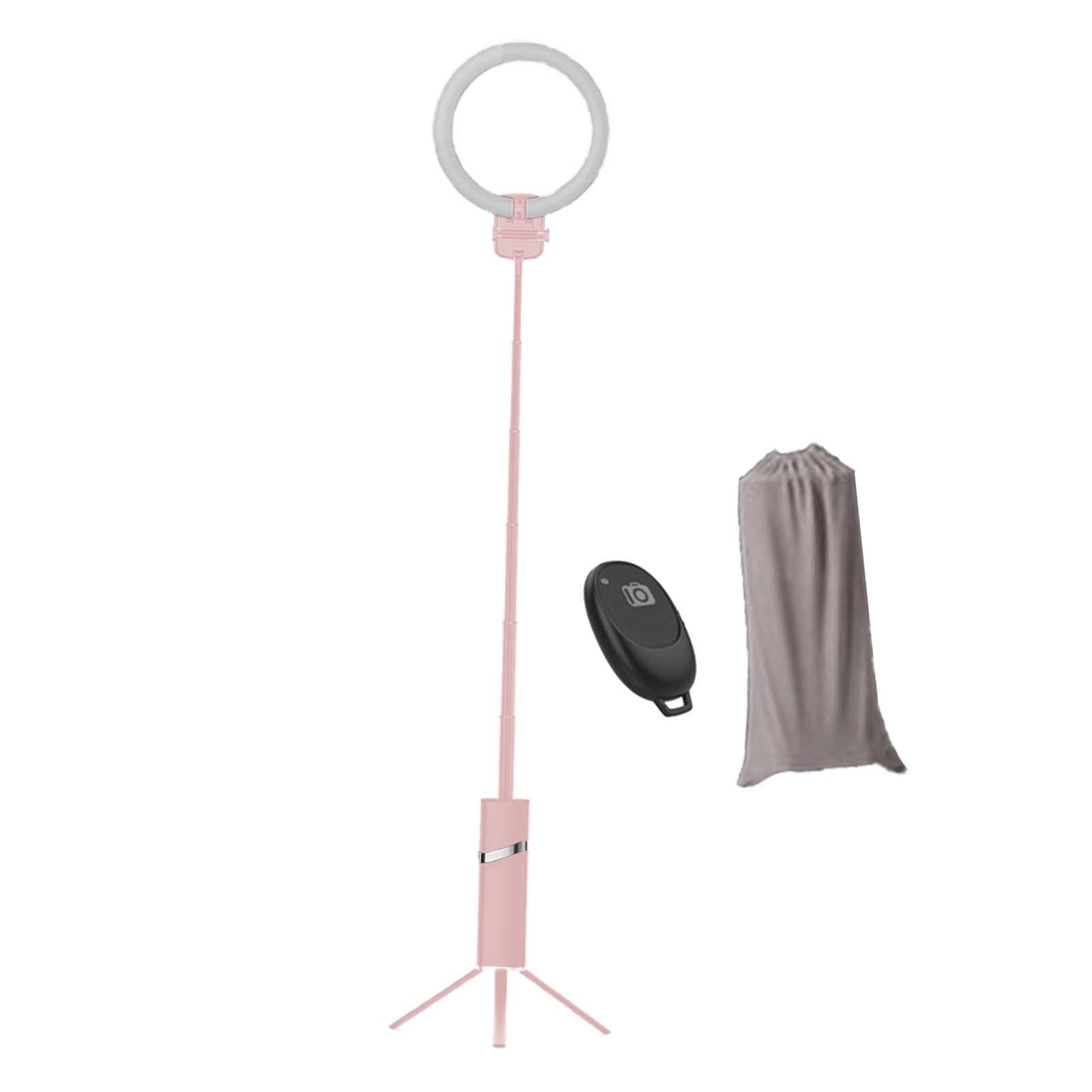 Ringlicht Stativ LED Ringleuchte mit Klappbarem Stativ Handy Und Fernbedienung Dreifacher Beleuchtungsmodus Höhenverstellbar Und Kompakt für, ROSA