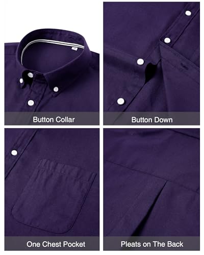 Image of J.VER Men's Oxford Shirt Solid Casual Button Down Collar Shirts Long Sleeve Dress Shirts with Pocket