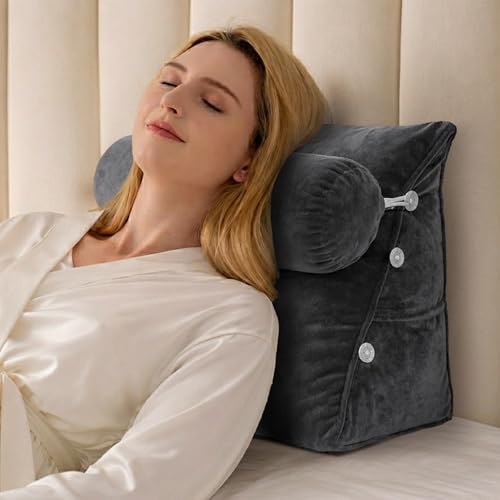 Cheer Collection Adjustable Reading Wedge Pillow, Gray