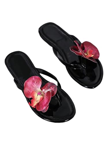Verdusa Women's Flower Thong Sandals Flip Flops Summer Beach Slides