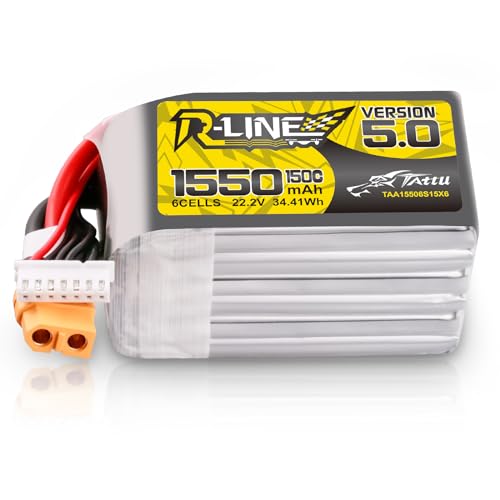 Batterie Lipo 6S Tattu 1550mAh 22.2V 150C XT60 pour Drone FPV Racing
