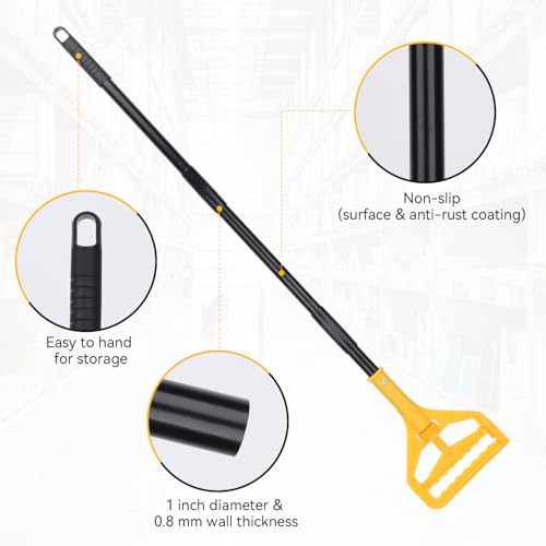 Image of Mop Handle Commercial Heavy Duty - 57 Inch Industrial Metal Mop Stick Replacement for Floor Cleaning - Professional Mops Head Replacement Holder
