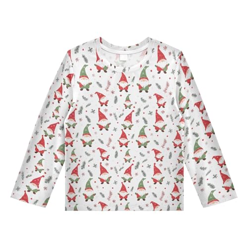 Christmas Gnome Pattern Boys Rash Guard Swim Shirts Long Sleeve UPF 50+ Quick Dry Sun Protection Shirt Swimwear Surf Tops for Toddler Kid Girl Fishing Swimming Outdoor 7-8T Multicolor