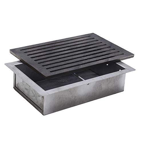 Fonderia Bongiovanni | Griglia in Ghisa | Griglia per Camino | Nuovo modello| Stufa Pellet | Barbecue Fondello per Cenere | 20x30 cm | cod.L | con Cassetto Raccolta Cenere h 7 cm | Accessori Camino