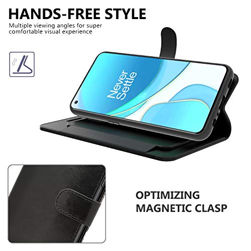 Coveron Wallet Pouch Designed For Oneplus 9 Pro Leather Case, Rfid Blocking Flip Folio Stand Phone Cover - Black #TOP3