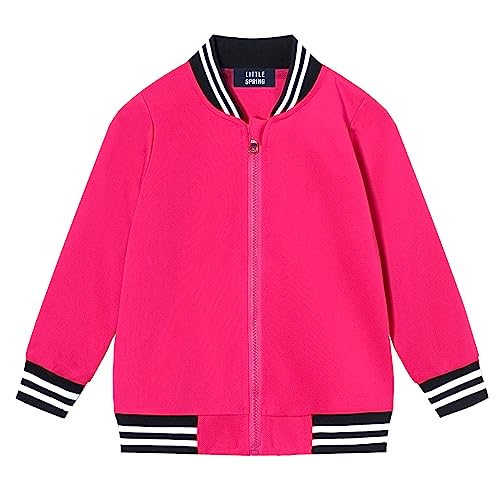 Image of LittleSpring Boys Girls Varsity Baseball Jacket Zip Up Bomber Jacket Thin 2-10Years