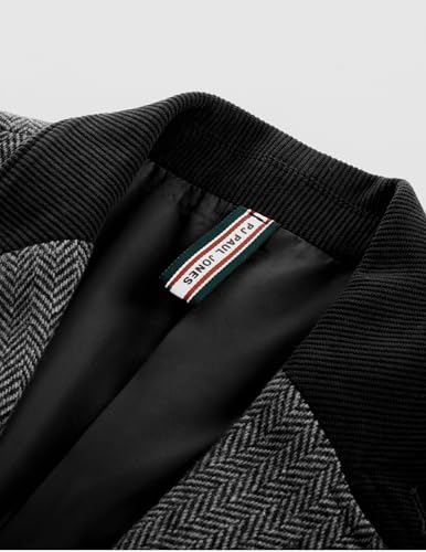 Image of PJ PAUL JONES Mens Herringbone Blazer Vintage Tweed Wool Blend Sport Coat Jacket