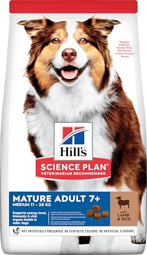 Hill's Science Plan Mature Adult Senior 7+, Medium 11-25 kg, Lamm & Reis, 1er Pack (1 x 14 kg Packung)