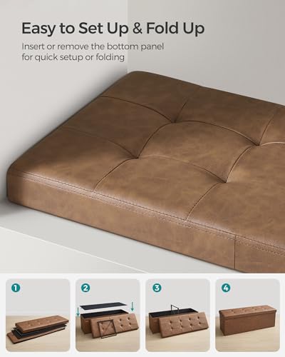 Image of SONGMICS 43.3 Inches Folding Storage Ottoman Bench with Flipping Lid
