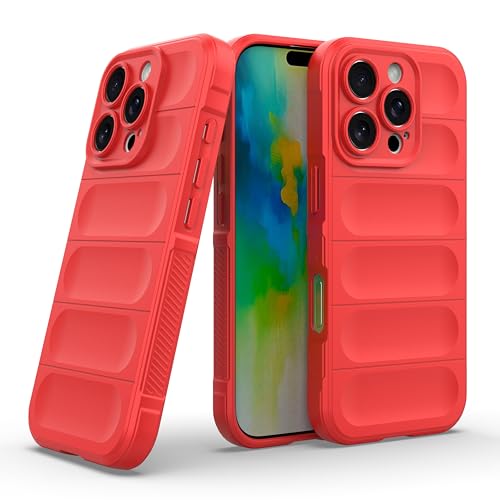 amazon basics Back Case Cover for iPhone 16 Pro | Compatible for iPhone 16 Pro Back Cover | Liquid Silicon Magic Case with Camera Protection | Red
