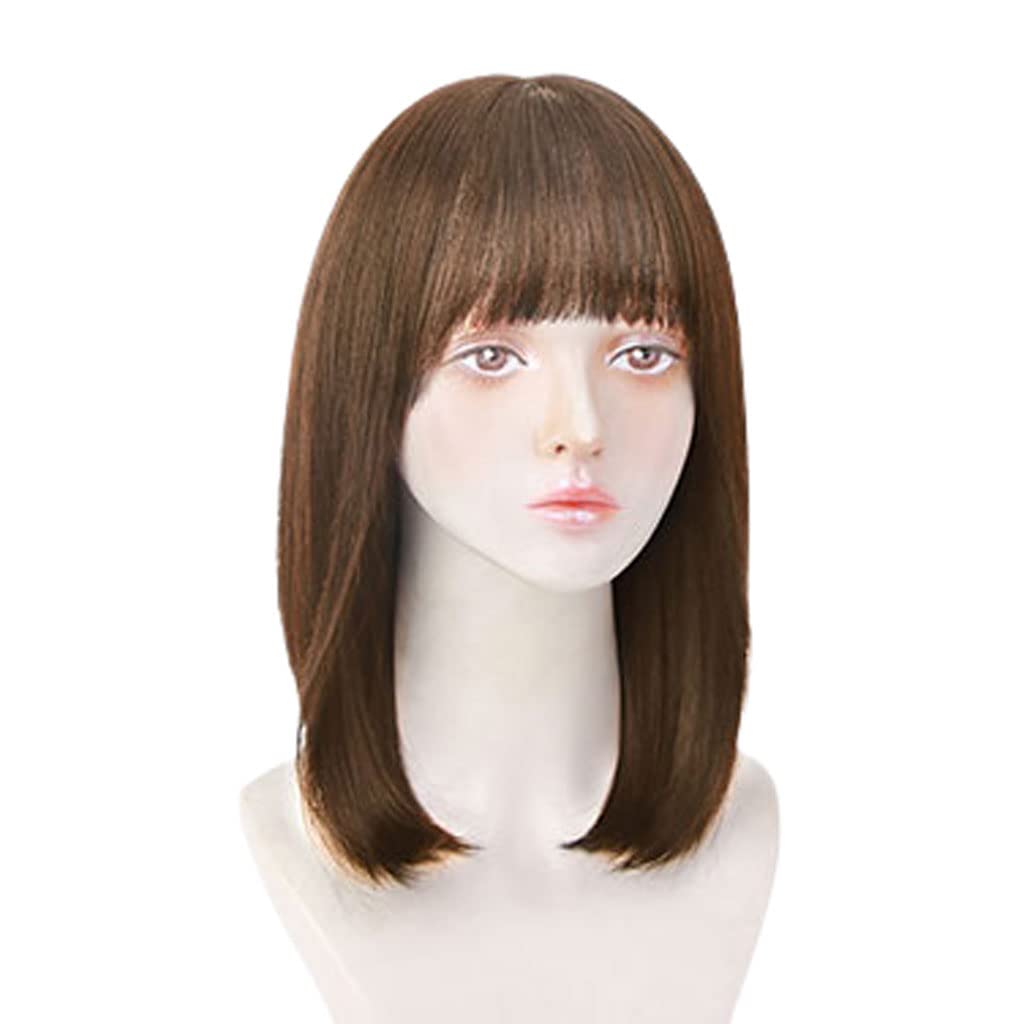 Perruque cheveux humains de qualité supérieure, carré lisse et naturel chic de 38 cm