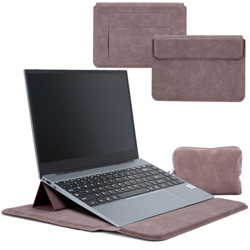 Funda para ordenador de 12-14" ideal para trabajar en cafeterías con soporte de cuero