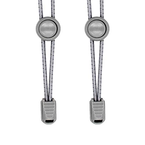 YOCZOX Cordones elásticos Hilos Reflectantes, Cordones de trinatlón para Correr de 3 mm, fáciles de Ajustar, más cómodos, Cordones de Bloqueo de Velocidad sin Atar, 120 cm, Color Negro, Gris