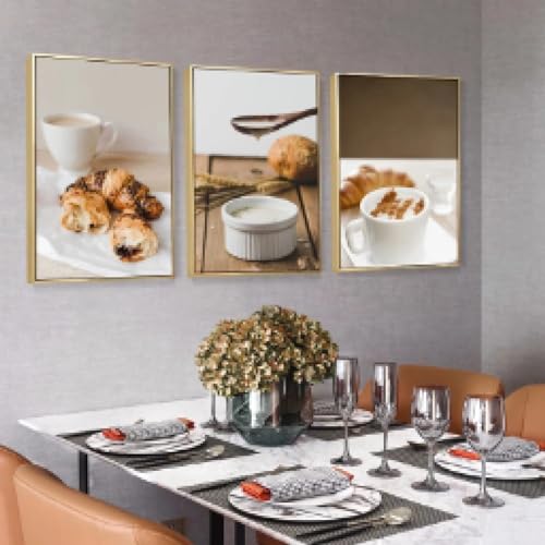 Affiches café gaufres pain blé pour une décoration de cuisine chaleureuse