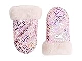  UGG Manopla de piel de oveja resistente al agua para niña (niños pequeños/niños), Sparkle Dot Pink, 2-4 años