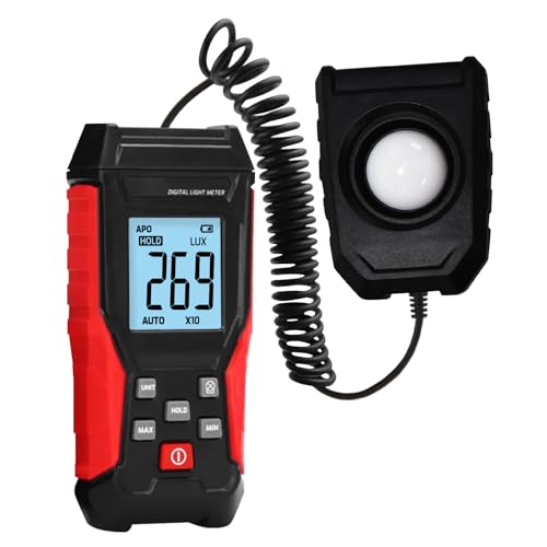 Digital Luxmeter Tragbare Photometer Belichtungsmesser Beleuchtungsstärke Lichtmesser mit 200.000 Lux Bereich LCD Display, Beleuchtungsmessung für Innen- und Außenpflanzenanbau