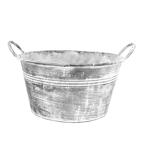 Blümelhuber Verzinkte Wanne - Große Schale zum Bepflanzen - Shabby Chic Garten Deko Draußen - Wasserwanne Miniteich Balkon Deko -...