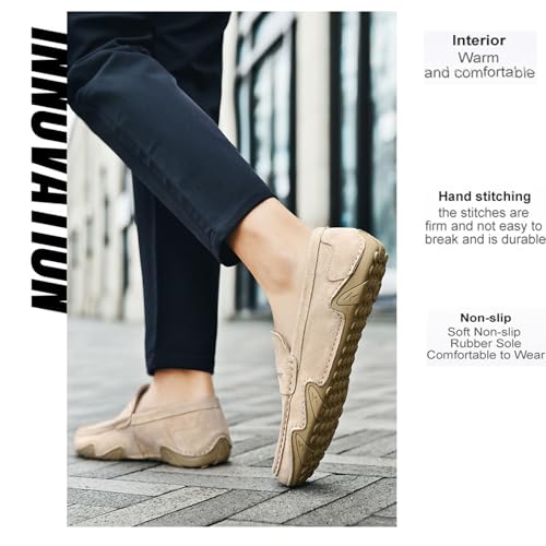 Men's Business Vintage Suede Flat Driving Loafers Outdoor Comfortable Non-Slip Lightweight Casual Boat Shoes4
