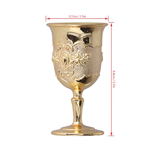 Cyrank Metal Shot Glass 2Pcs, Mini Vintage Chalice Goblet Engraving Flower Metal Cup 0.8Oz Cute Shot Glasses For Wine Liqueur Whiskey Home Party #TOP2