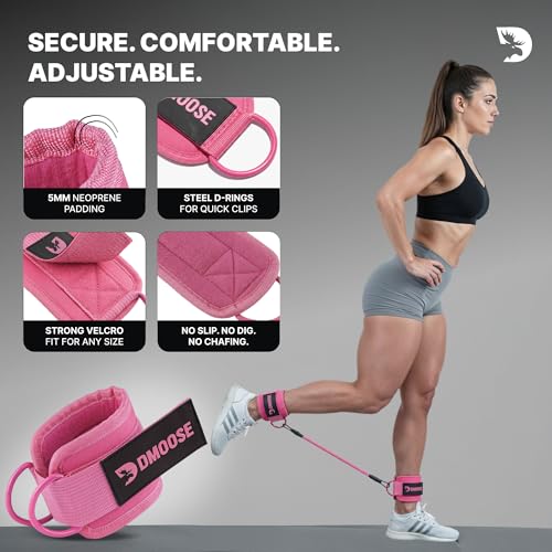 Image of DMoose Ankle Strap for Cable Machine - One Size Fit with Premium Padding, Workout Kickback Ankle Cuffs, Ankle Bands for Working Out, Booty Workouts, Leg Extension, Hip Abductors & Lower Body Exercises