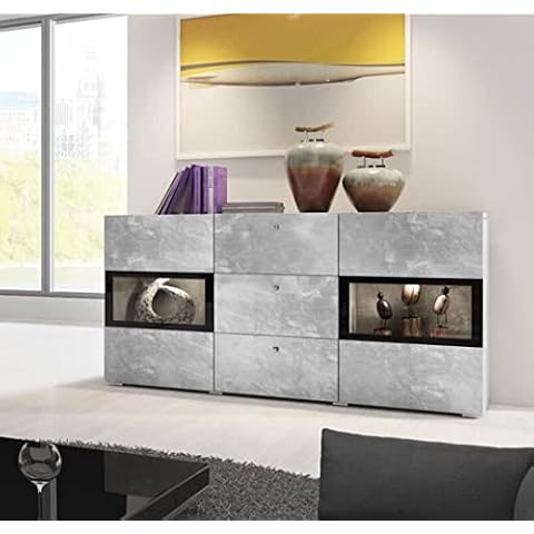 Arthauss Furniture Modern Sideboard Cabinet Baros 26 in Concrete Grey 132 cm Cover