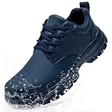 Non Slip Work Shoes for Men Food Service Mens Water Slip Resistant Leather Lace Up Chef Walking Shoes for Restaurant Kitchen Nursing Sneakers Casual Fashion Sneakers Daily Footwear Office Dark Blue 7
