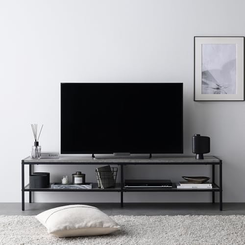 RASIK テレビ台 ローボード 幅150cm 奥行40cm ストーングレー 55型対応 棚 収納 スチール 組立品 レクティコ