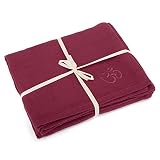 Yogadecke SHAVASANA,100% Baumwolle, mit OM-Stick grob gewebt & robust, Tagesdecke, Kuscheldecke (wein-rot)