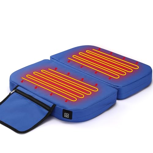 TOBWOLF Portable Heated Seat Cushion, (No Power Bank) Foldable Heated Stadium Seat Cushion with 3 Heating Levels, Water Resistant Heating Seat Pad for Outdoor Stadium Bleacher Camping, Stadium, Office