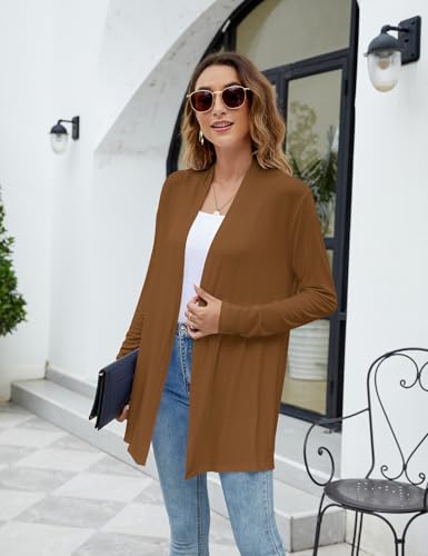 Image of Newchoice Womens Casual Lightweight Long Sleeve Cardigan Soft Drape Open Front Fall Dusters (S-3XL)