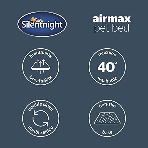 Silentnight Airmax Dog Bed  Medium Dog Pet Bed with Removable and Reversible Cushion, Mesh Sides to Prevent Overheating and Non-Slip Base  Easy Clean Machine Washable  75 x 58 x 19cm  Medium